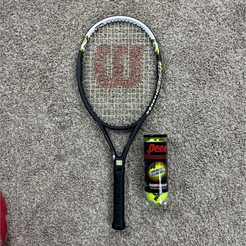 Wilson Hyper Hammer 5.3 Oversize 110 Tennis Racquet 4 1/4 Grip + Bag + Balls